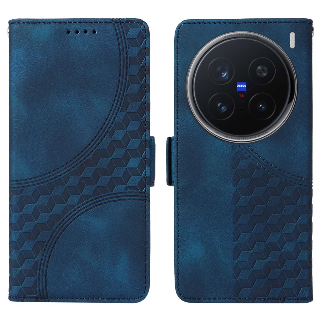 For vivo X200 Pro 5G Case PU Leather Phone Cover Rhombus Starry Imprinted
