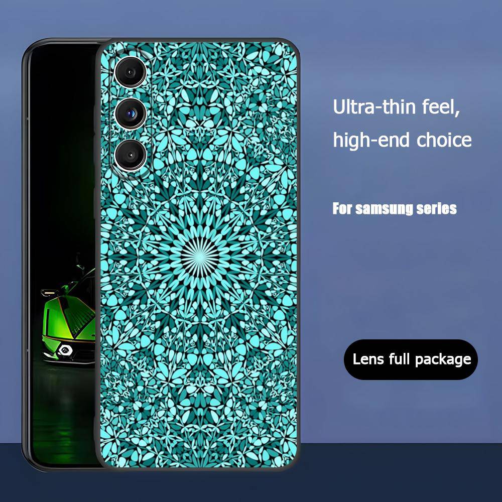 Mandala Flower Pattern Luxury Luxury Black Phone Case For Samsung Galaxy S23 S24 S25 Ultra S22 Plus S21