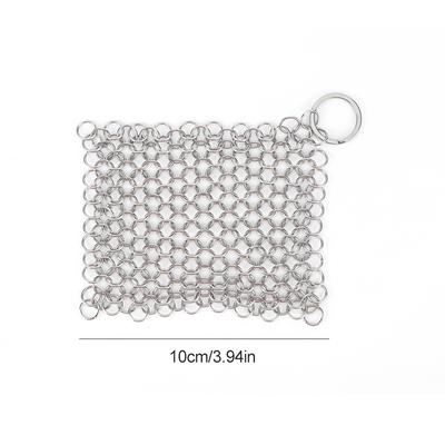 Cast Iron Cleaner with Hanging Ring Chainmail Scrubber Stainless Steel Cast Iron Skillet Cleaner for Griddle Skillet Dutch Oven