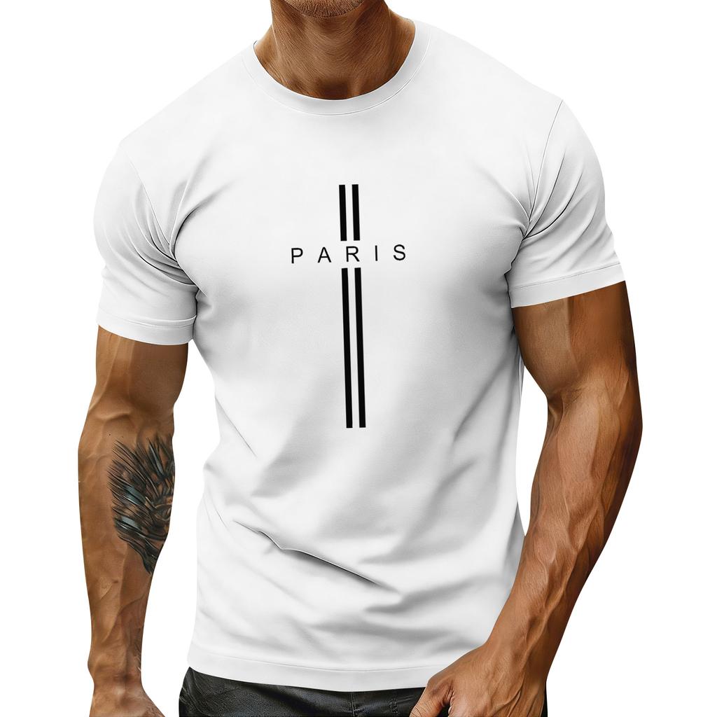 Herren Feiertags-Print Rundhals Kurzarm Top Lässiges Sportoberteil