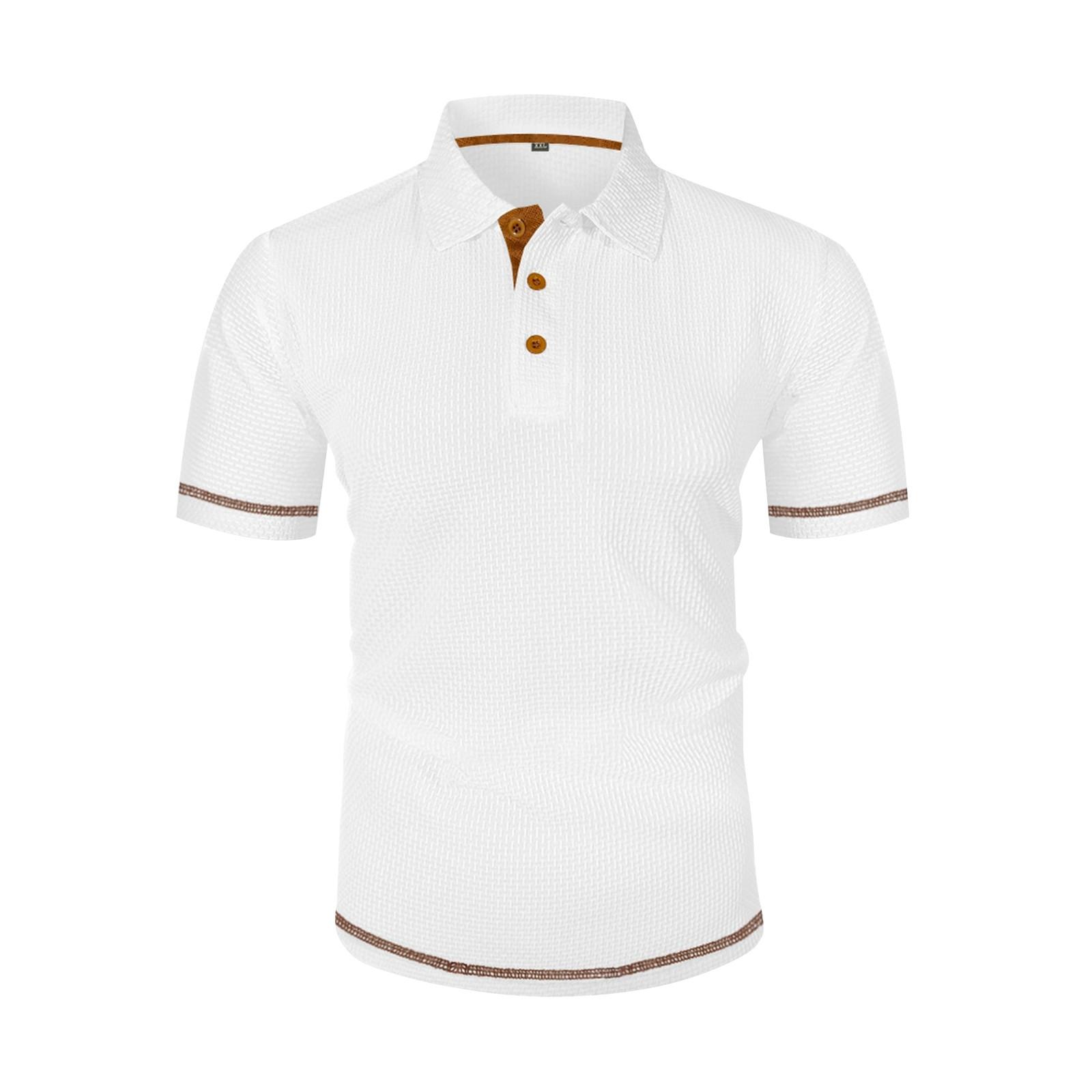 

Чоловічі літні однотонні топи з коміром на ґудзиках та коротким рукавом, чоловічі вільні спортивні повсякденні топи XXXL білий