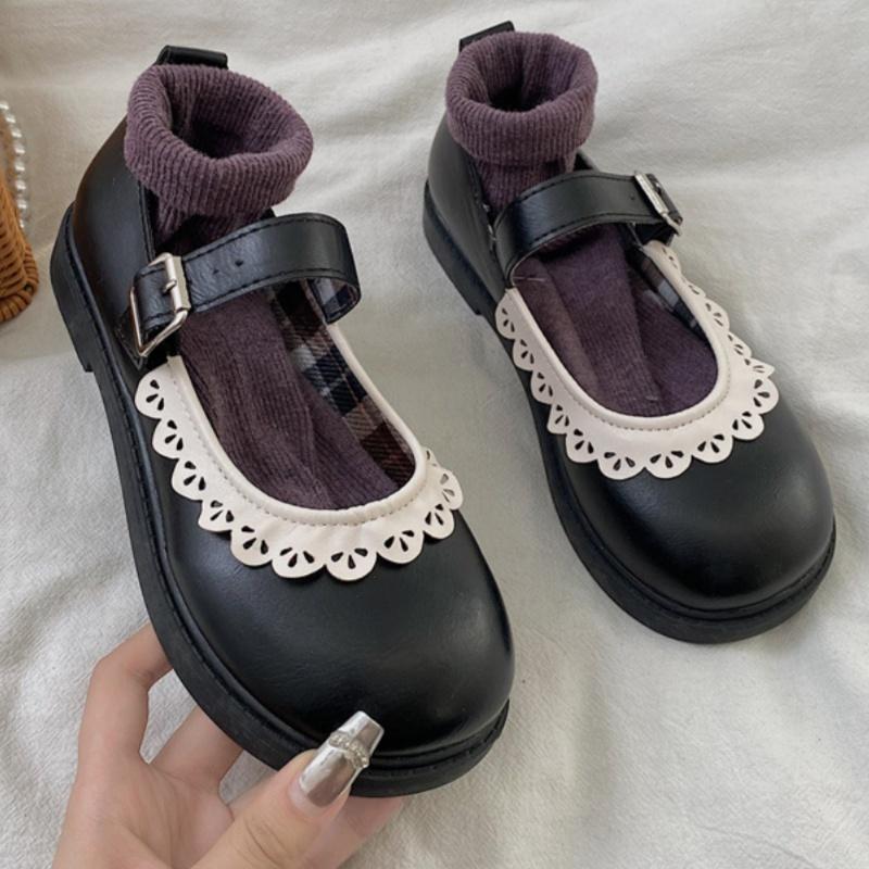 Fashion 2025 Spring New French Style Flat Bottom Shoes Mary Jane Round Toe Soft With Lace Trim Shoes Outside Sweet Comfy Women Shoes