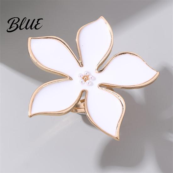 Long-lasting Ring Finger Exaggerated Enamel Big Flower Design Stunning Alloy