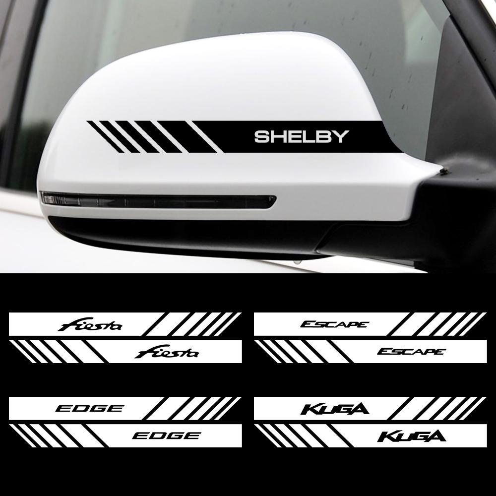 2PCS Vinyl Car Styling Rearview Mirror Sticker Decoration Accessories For Ford Focus Fiesta Shelby Mondeo Fusion Mustang Escape