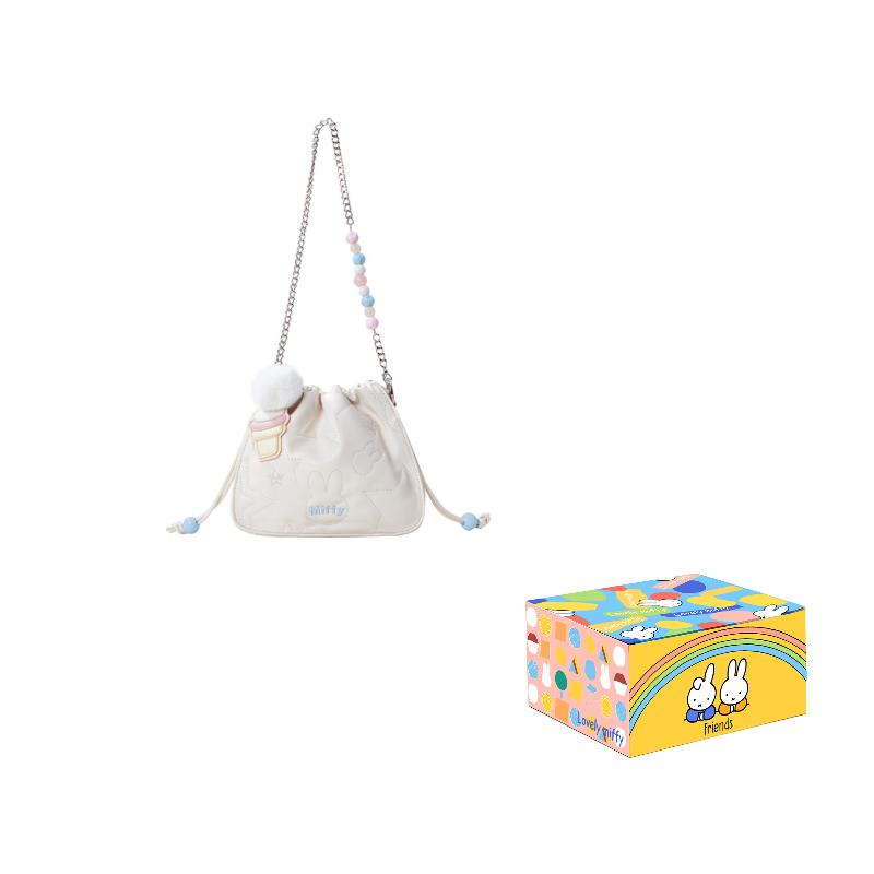 New Miffy Synthetic Leather Shoulder Bag, Bucket Bag, Chain Bag, Crossbody Bag Regular Women's White/Pink MF2444-01