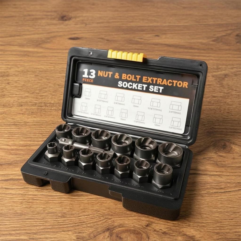 Heavy Duty Bolt Extractor Kit | Nut and Set, for Mechanical Maintenance 40CR 13PC