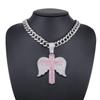 Alloy Necklace Men Trend Cross Angel Wings Pendant, Stylish Full Rhinestone Cool Hip Hop Jewelry