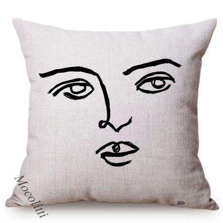 Concise Faces Painting Art Nordic Sketch Design Sofa Decorative Throw Pillow Case Cotton Linen Bedroom Chair Cushion Cover