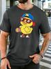 Cool Skateboarding Duck Cartoon Graphic Unisexs Cotton Crew Neck Short Sleeve Tee Loose Casual Summer Daily Street Male Comfort Top