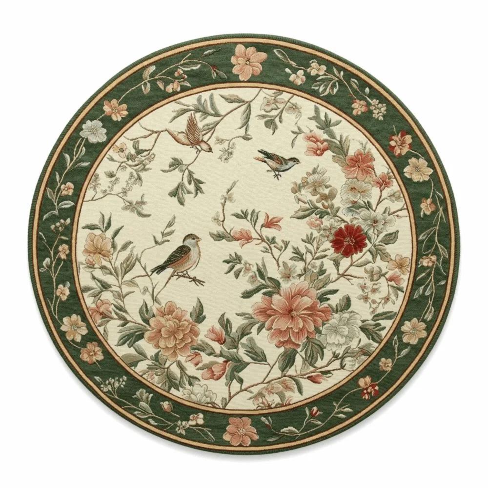 Blumen-Leinen-Tischset Hitzebeständig Blumenvögel Tisch-Platzset Verbrühschutz Rutschfest Rundes Esstisch-Set Untersetzer Kaffeetassen-Unterlagen