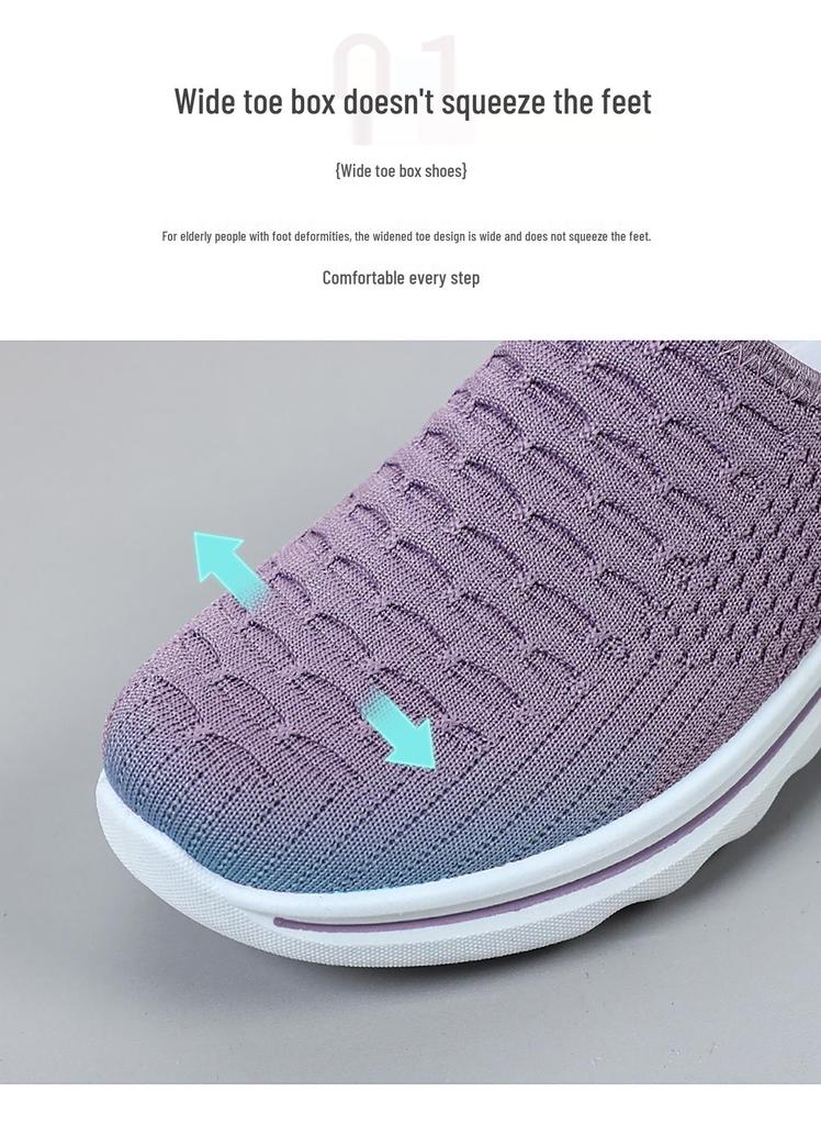 Women's Breathable Flyknit Slip-on Closed-toe Slippers - Lightweight, Soft Sole for Summer