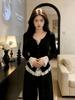 2026 Spring Plus Size Lace Patchwork Long Sleeve Women's T-shirt