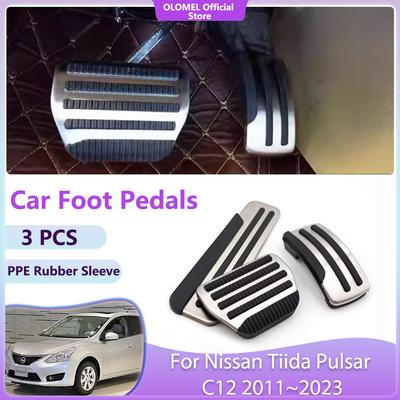 Car Foot Pedals For Nissan Tiida Pulsar C12 2011~2024 2024 High Quality Accelerator Non-slip Fuel Brake No Drilling Alloy Covers