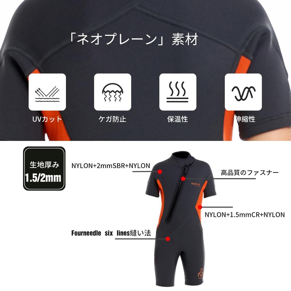MORGEN SKY Wetsuit Kids Swimsuit Spring Rash Guard Marine Sports Diving Water Play Pool Short Sleeves Shorts Front Zipper Cold Protection Warmth Sun