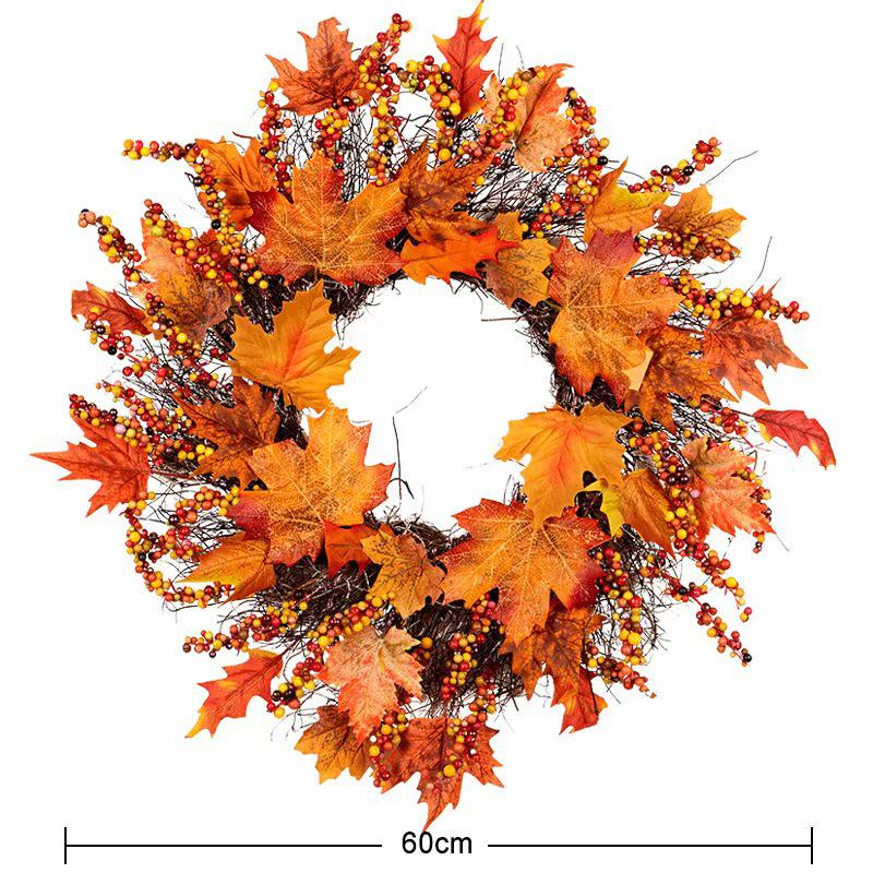 Autumn Harvest Maple Leaf Wreath: Festive Decoration for Thanksgiving & Christmas