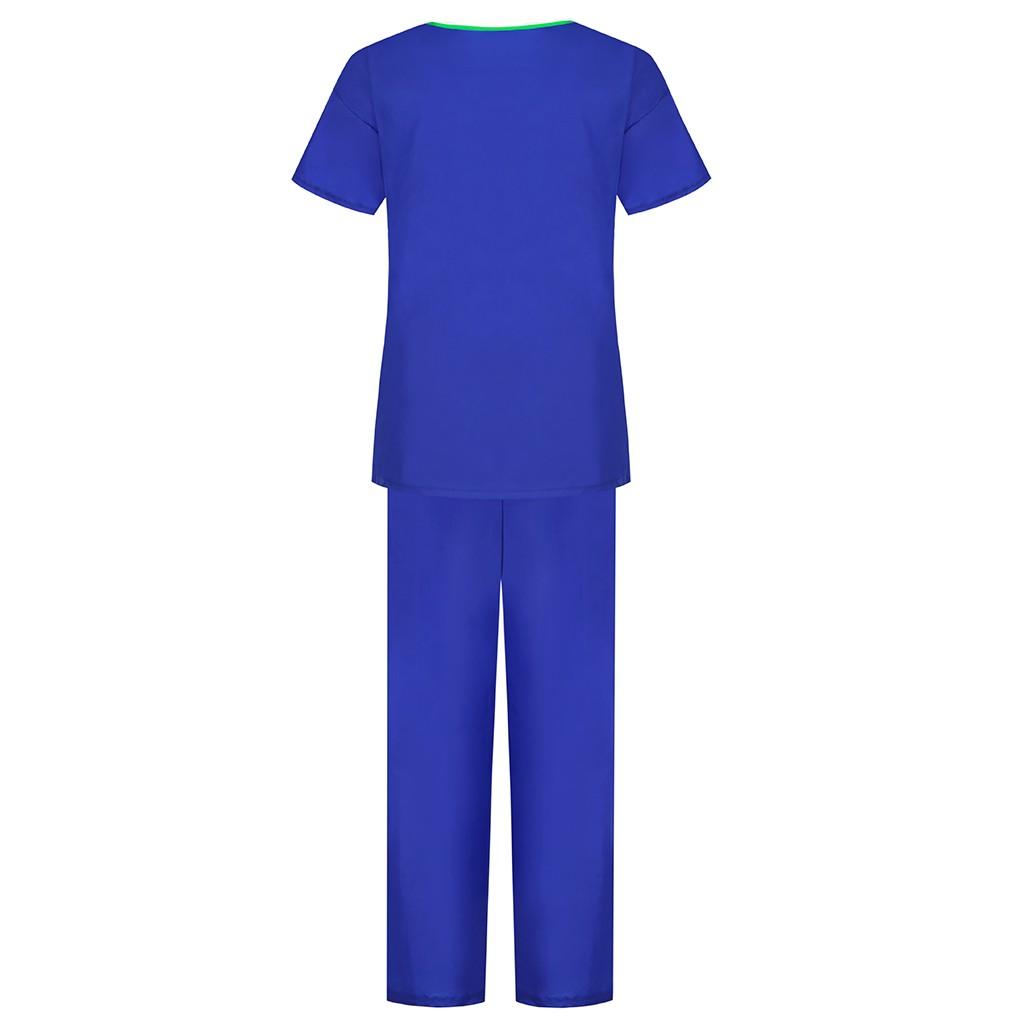 Women Short Sleeve V-neck Tops+Pants Working Set Suit