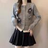 Gray Soft Waxy Knitted Cardigan Sweater Jacket Women's Design Sense Niche High Sense Temperament Top Small Short