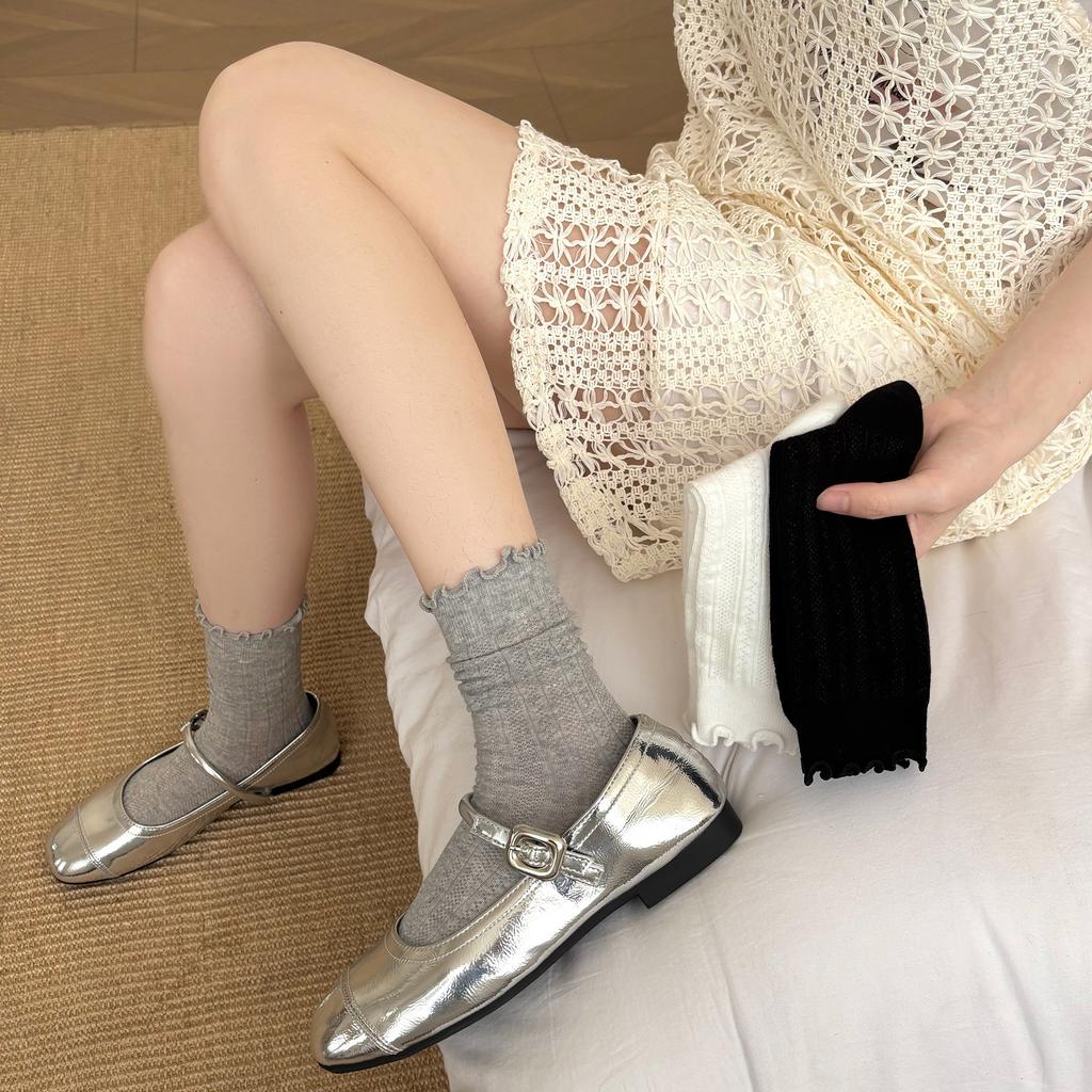 Fungus Edge Socks Medium Socks Summer Thin Cotton Socks Mesh Hollow Breathable Lace White Stacked Socks