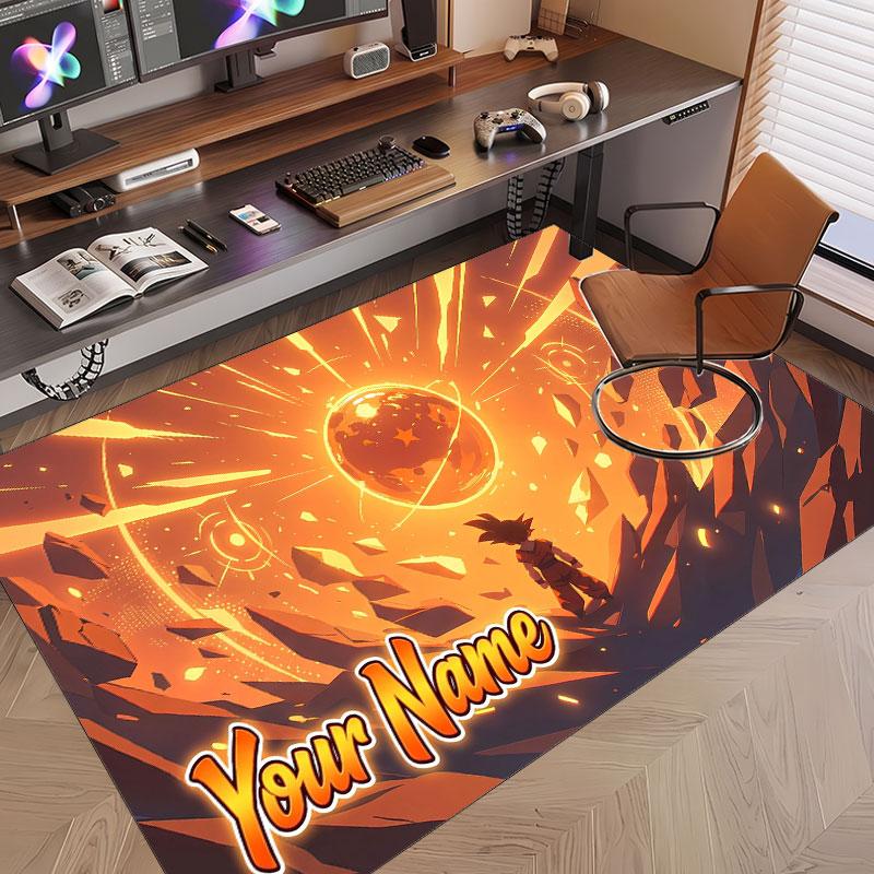 Custom Name Crystal Velvet Rug,Dragon Ball Comfortable Anti Slip Floor Mat For Room Decoration