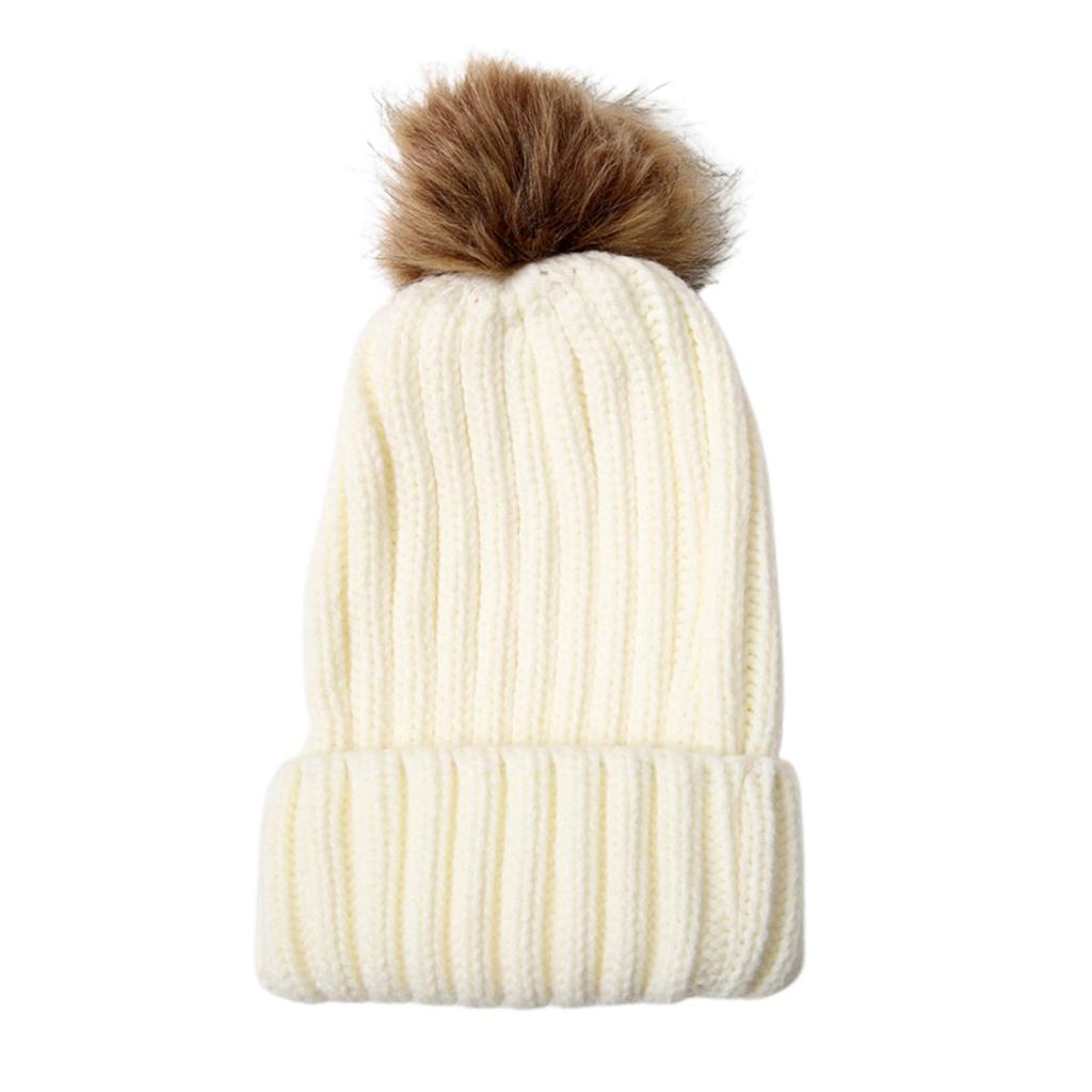 Winter Women's Wool Hat Solid Knit Hat 