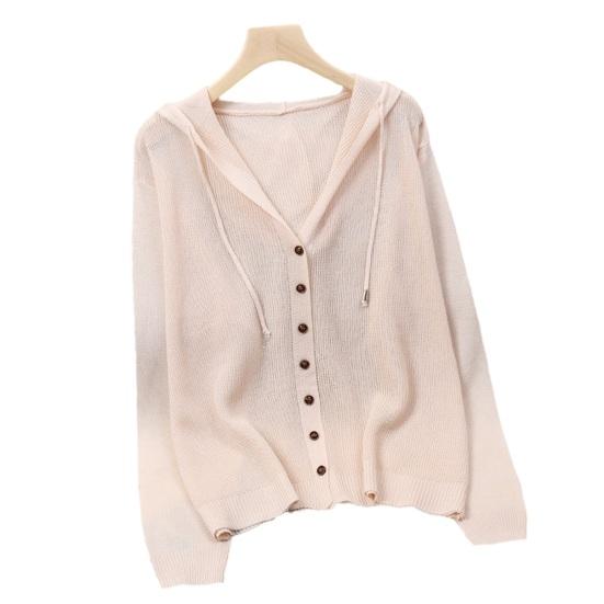 Women Tops Hooded Drawstring Long Sleeve Pure Color Casual Blouse Loose Fit Summer Thin Ice Silk Sun Protection Coat