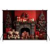 Mocsicka Christmas Photography Background Xmas Tree Fireplace Wall Decors Family Baby Children Portrait Photo Backdrop Wallpaper