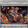 2D plane skull-themed background fabric, with a skull wearing colorful clothes in the center of the picture.zyc