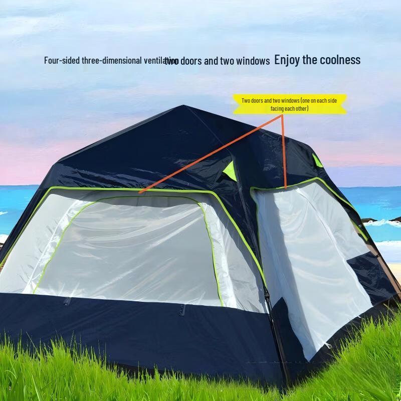 TWROAD Automatic Quick-Open Camping Tent with Vestibule 3-4 Person