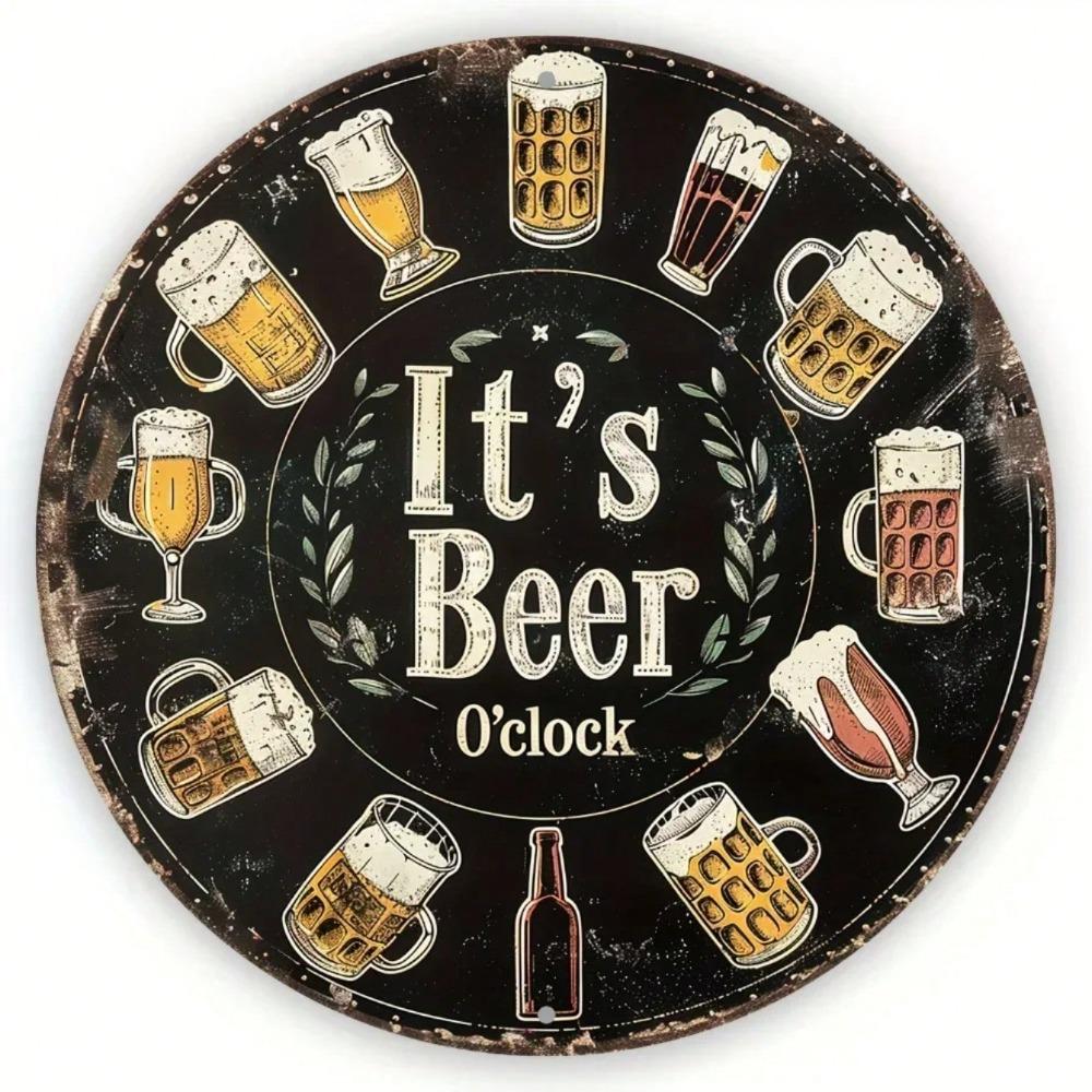 Craft Beer Time Round Metal Sign 8x8 Inch HD Print Aluminum Wall Art Decor