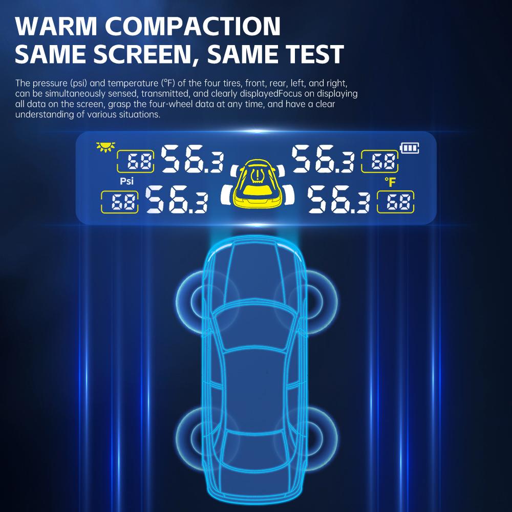 0-6.8Bar Digital LCD Display T21 Automobile Accessories Tyre Temperature Monitor USB / Solar TPMS