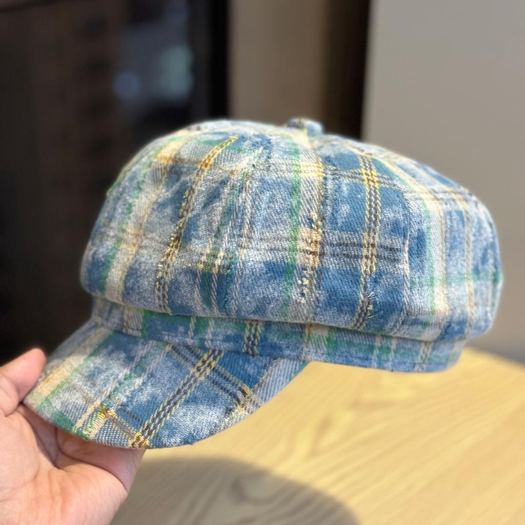 Octagonal Hat for Women Casually Going Out on The Street with Big Head and Face Little Painter's Newsboy Hat Fashionable and Versatile