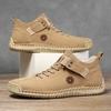 Independent Station Large Size Men's Leather Shoes Handmade Stitching Outdoor Casual Men's Shoes Flat Bottom Lazy Shoes