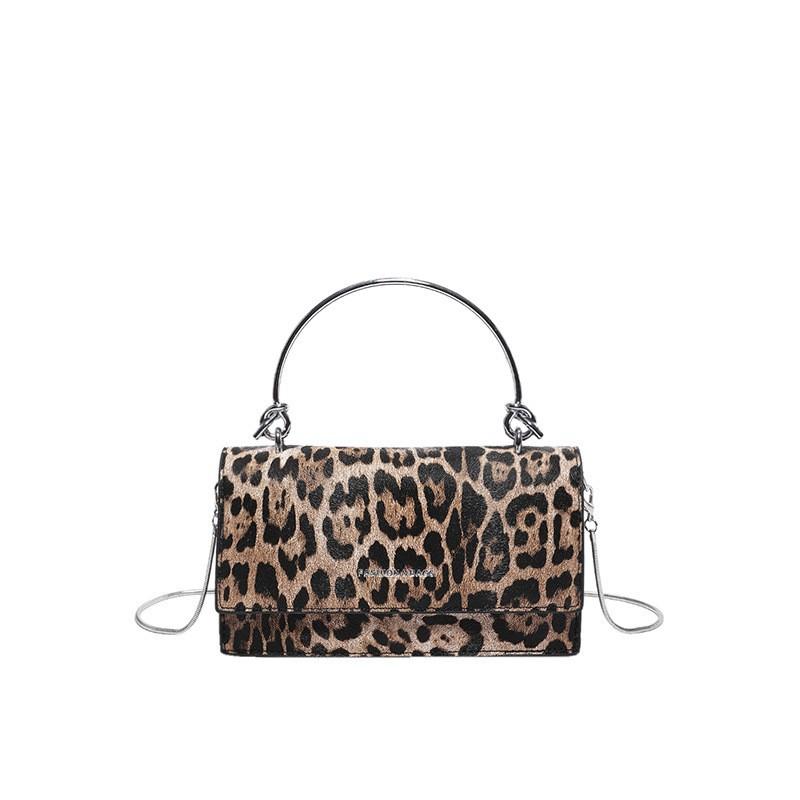 Simple All-matching Commuting Small Bag Women's Trendy Cool Leopard Print Chain Cross-body Temperament Square