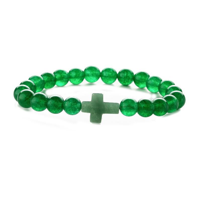 Natürlicher Stein Perlen Kreuz Armband Damen Einfaches Armband Perlen Vielseitiges Armband Europäisches und Amerikanisches Neues Mehrfarbiges Perlenarmband.