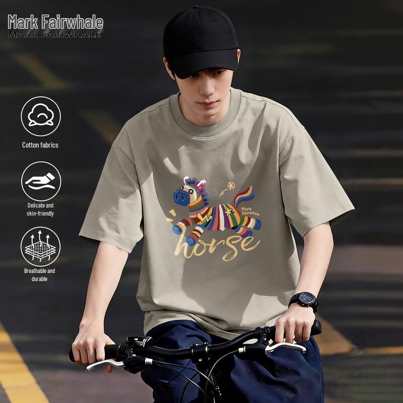 Mark Hua Fei Men s Pure Cotton Breathable Loose Fit Short Sleeve T-Shirt XL