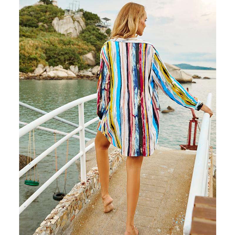 EDOLYNSA Túnica de algodón con estampado bohemio para mujer, ropa de playa sexy, elegante, de talla grande, para playa, Q1120