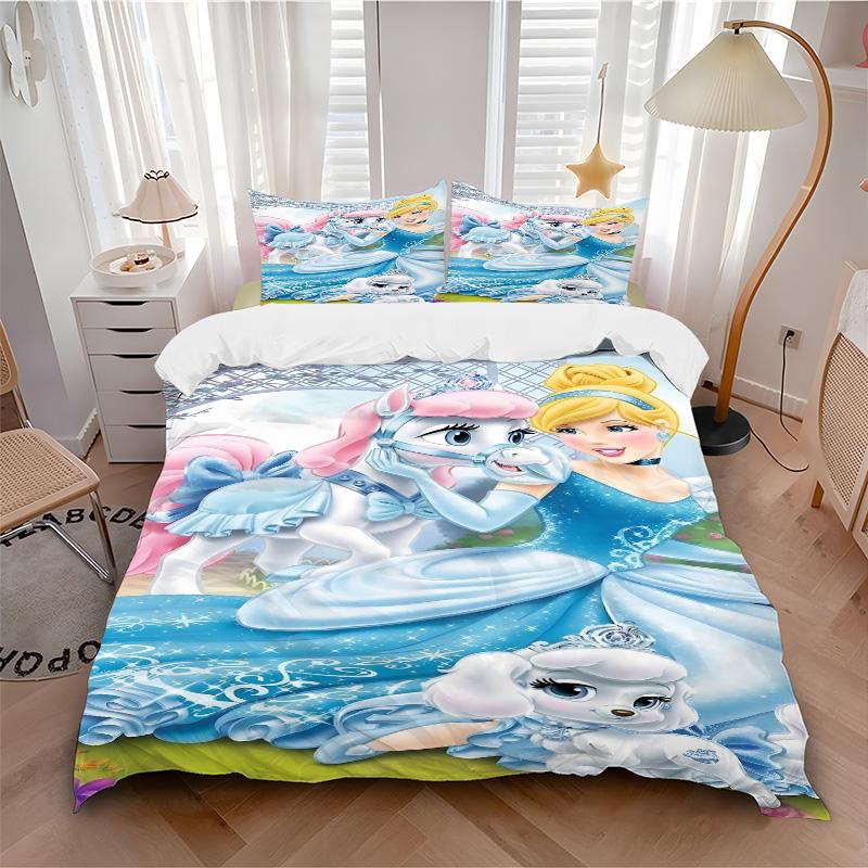 Princesses Magical Pets Print 3Pcs Bedding Setduvet Cover With 2 Bedropillowcase Home Birthday Gift