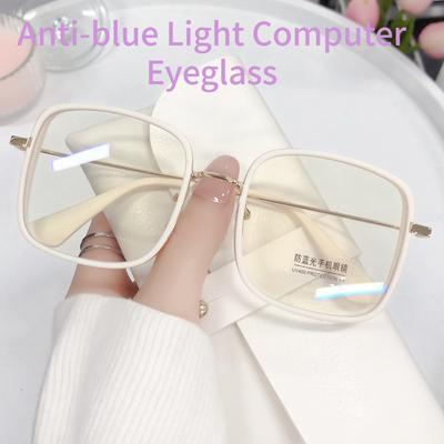 Large Square Frame Woman Glasses Ins Girl Fashion Transparent Reading Glass High -Definition Anti -Blue Light Computer Eyeglass