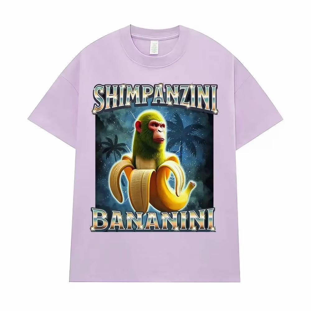 Shimpanzini Bananini T Shirt Italian Brainrot Funny Monkey Meme T-shirts Men Women Fashion Humor Style Short Sleeve T-shirt Tops