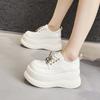 Platform Loafers Women's 2025 Spring New Versatile British Style Small Leather Shoes Muffin Bottom Slope Heel Height-increasing Women's Shoes