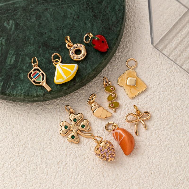 Trendy Four Leaf Clover Fruit Croissant Pendant For Diy Jewelry Making Ecklace Earring Hanging Accessories