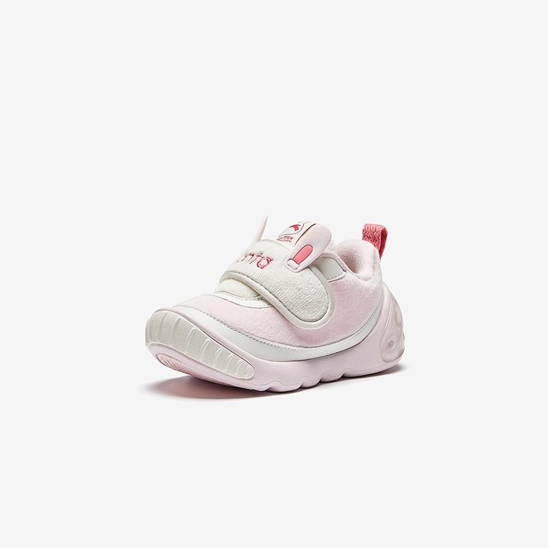 Anta Kids 5U Synthetic Leather Mesh Comfortable Versatile Lightweight Shock Absorbing Low Top Walking Shoes Baby Shoes Pink 322440001-2