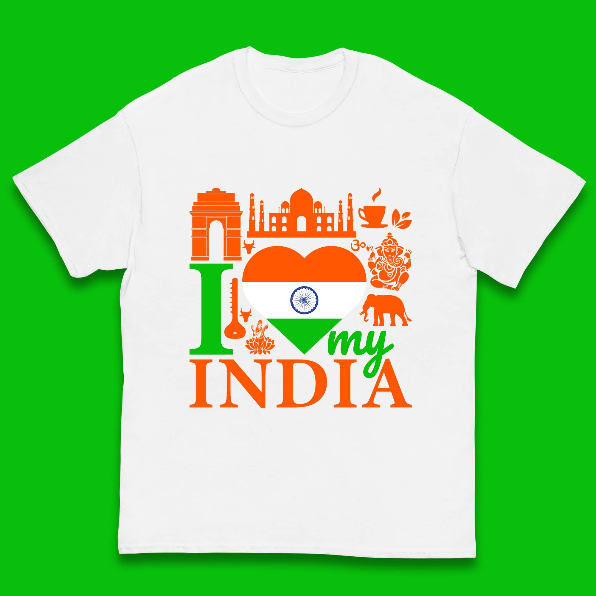 Я люблю свою Индию Патриотический индийский флаг 15 августа День независимости Детская футболка 100