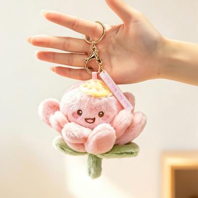 Lotus-Anhänger mit Füllung Glücksblume Plüsch-Schlüsselanhänger Kawaii Rucksack-Anhänger Niedliche Dekorationsspielzeuge Kreative Geburtstagsüberraschungsgeschenke