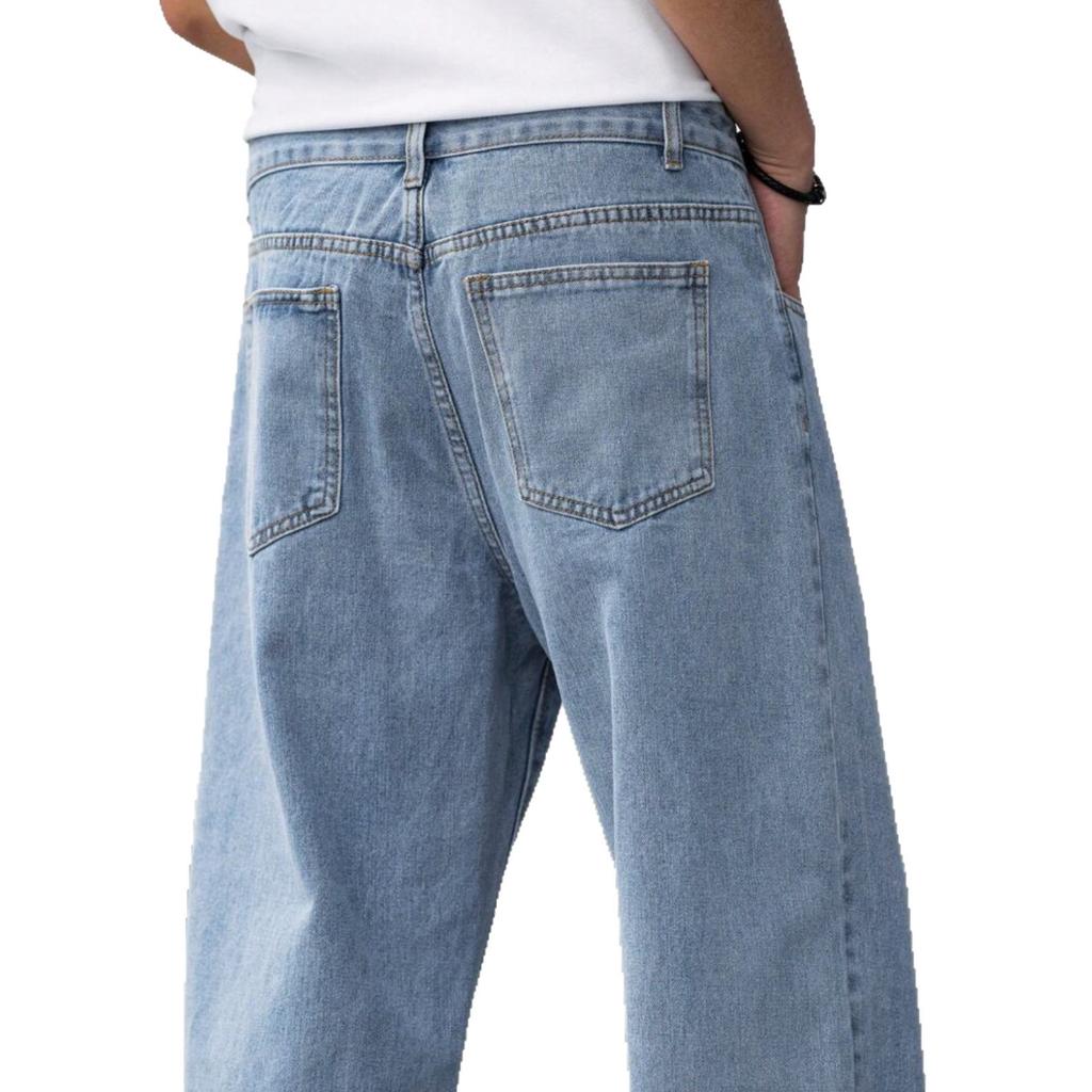 Herren Jeans locker weiter Beine hellblau gewaschen Retro Straße trendige Marke vertikal gerade Hosen