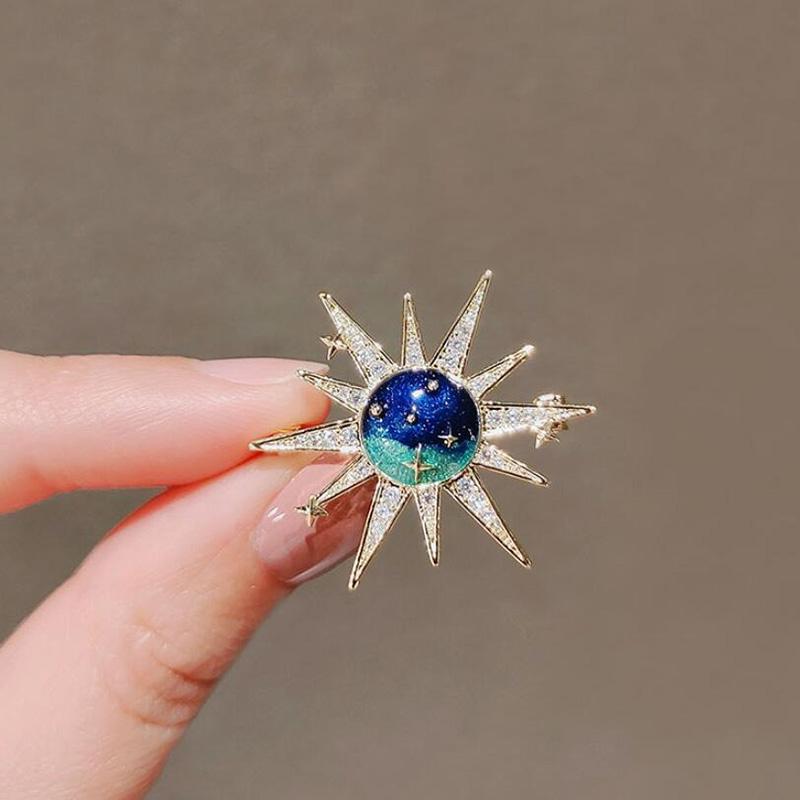 

Винтажная брошь «Звездная Звездная Вселенная Солнце и Луна» из сплава, круглая геометрическая, для женщин, подарок, аксессуар для пальто