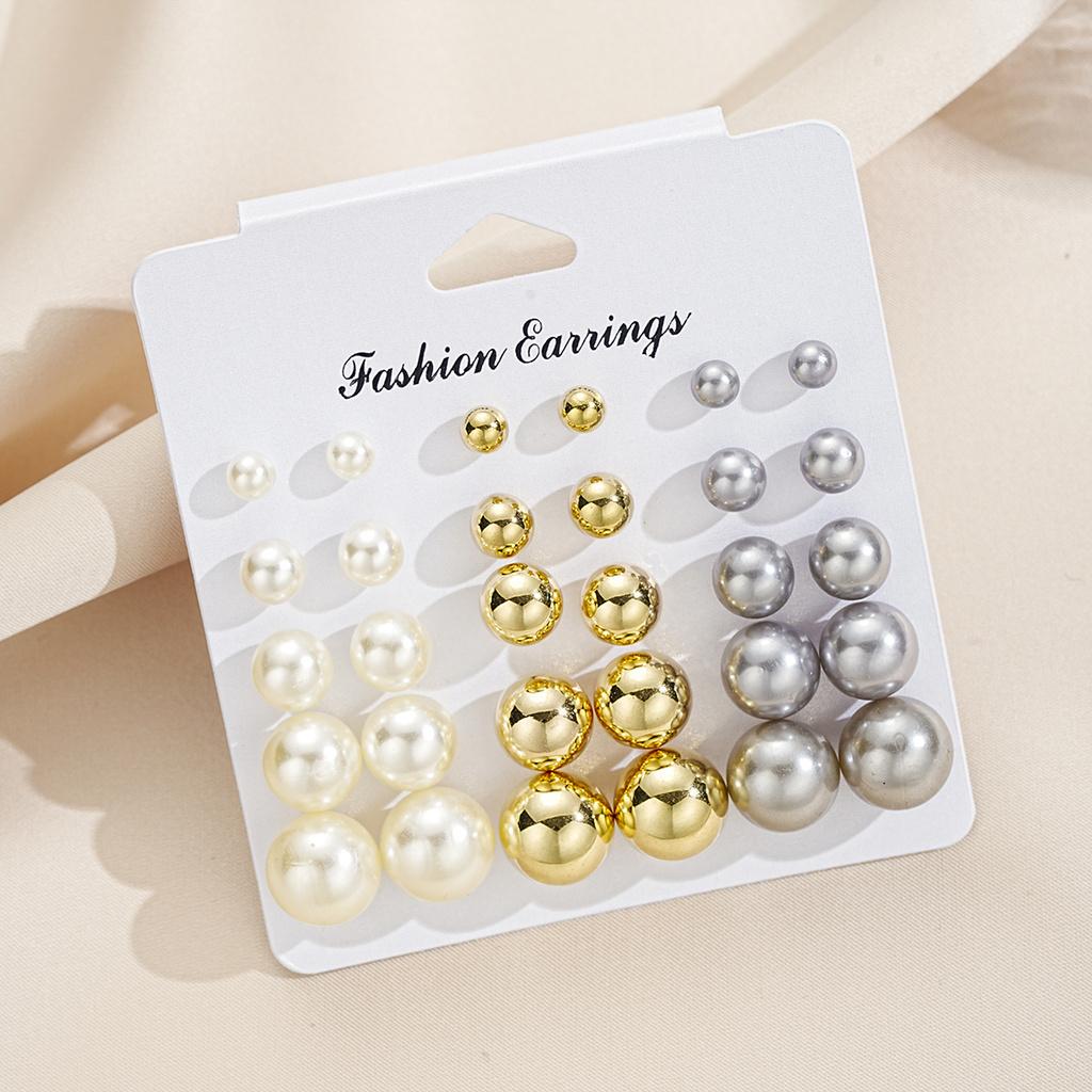 IF ME 15pairs/set   Circular Stud Earrings Set for Woman Hypoallergenic  Silver Earring Accessories Jewelry