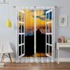3D Printed Curtains With High Quality Black Silk Blackout Heat Insulation Curtains For Bedroom, Study And Living Room 2PCS