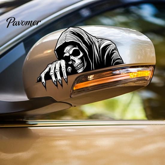 Universal Adhesive Decals Halloween Skeleton Car Sticker Peeking Decal for Window Bumper, Waterproof Vinyl Stickers Horror Skull Wall Laptop