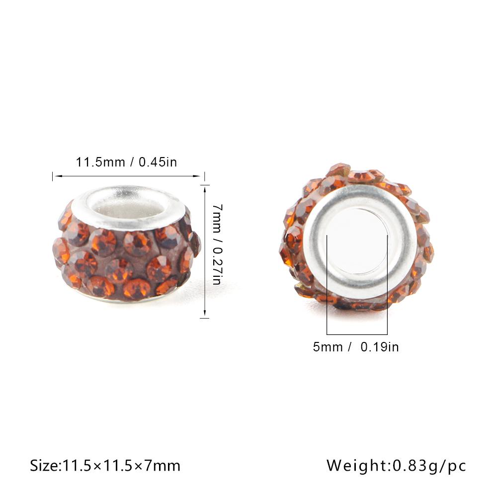 20Pcs 11.5mm Round Rhinestone Crystal Glass Big Hole Beads For Jewelry Making Charms For Bracelet Earrings Jewelry Accessories